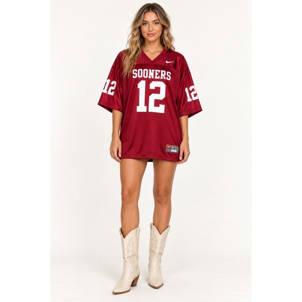 Nike Oklahoma Sooners #12 Football Jersey Crimson Red Mens Large Oversized Fit